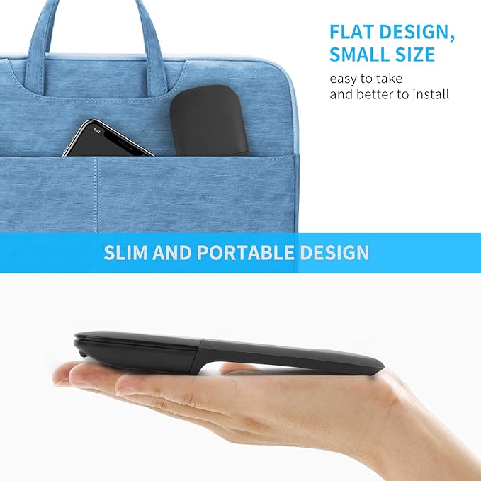 Foldable Mouse Bluetooth Folding Wireless Mice with Touch Panel-Black