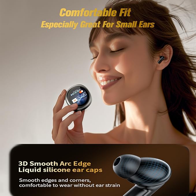 Xmenha lx300 Black Wireless Bluetooth 5.4 TWS Touch Screen Earbuds with Active Noise Cancellation and Transparency Mode