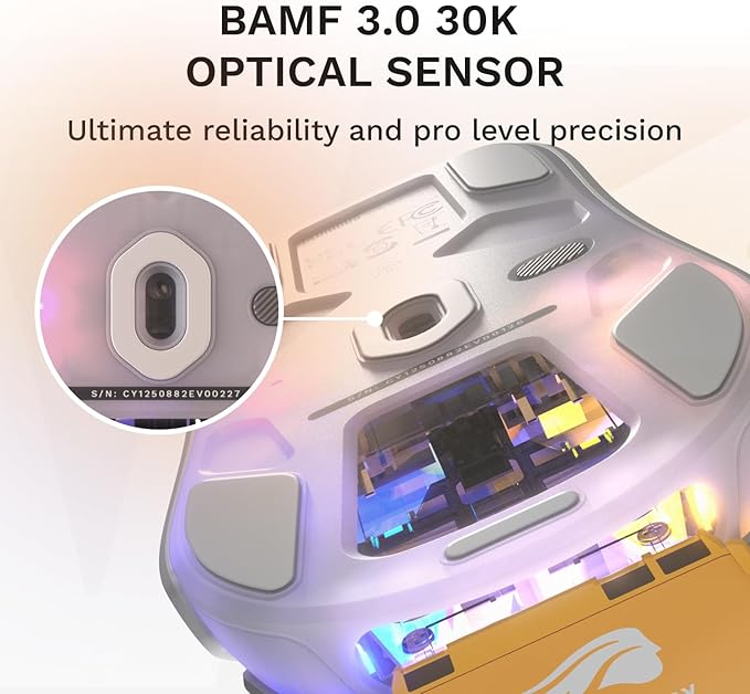 GLORIOUS Gaming Model D3 Wireless Gaming Mouse - InfinitePlay Swappable Battery, 130H Battery Life, 8k Polling, 130M Optical Switches, Ultralight 69g, 30K DPI Optical Sensor, RGB - White