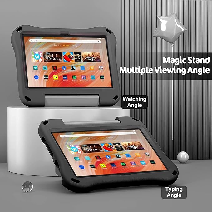 10 inch Tablet Case for Kids,(Compatible with 13th/11th Gen 2023/2021) (Incompatible with iPad Samsung 10 inch Tablet),Light Weight Shock Proof Convertible Handle Stand Kids Case (Black)