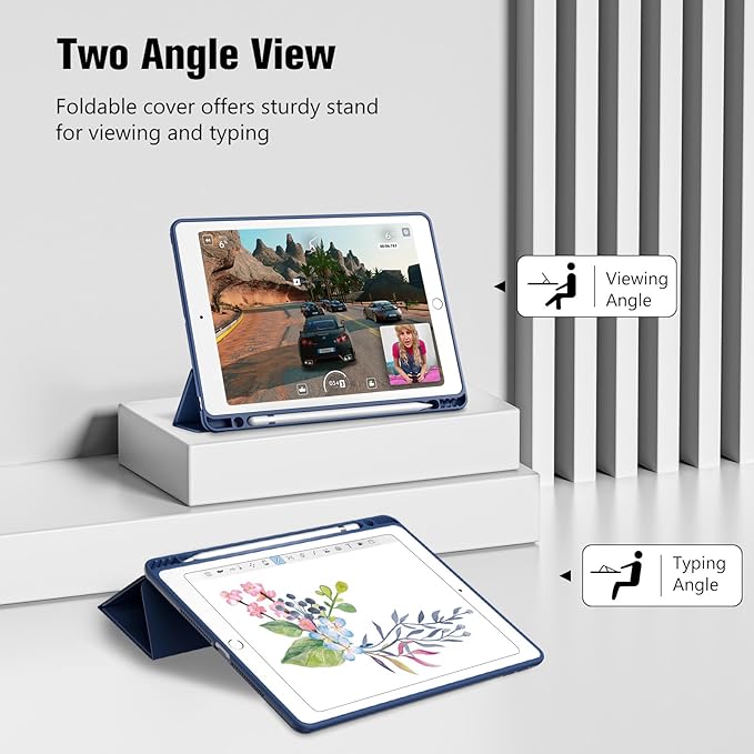 ProCase Smart Case for 10.5” iPad Air 3rd Generation 2019 / iPad Pro 2017, Slim Stand Cover with Pencil Holder Soft TPU Back for Air 3 -Navy