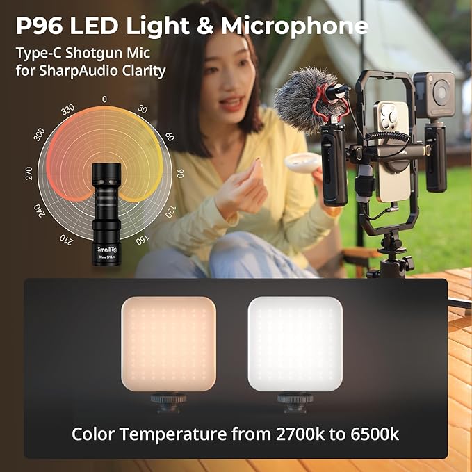 SmallRig All-in-One Universal Quick Release Phone Video Rig Kit Pro, Phone Stabilizer Rig Kit with LED Light Microphone QR Tripod Dual Handles Power Bank Holder, for Creator & Live Streaming - 4704