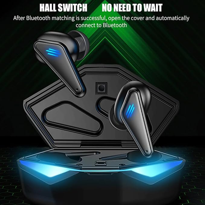 Wireless Gaming Earbuds, 65ms Low-Latency Bluetooth V5.0 Earphones, 3-Hole Noise Reduction Headphone, Dual-Mode TWS in-Ear Earbuds for Call of Duty Gamers, Black-K5S Game Earphone, K55