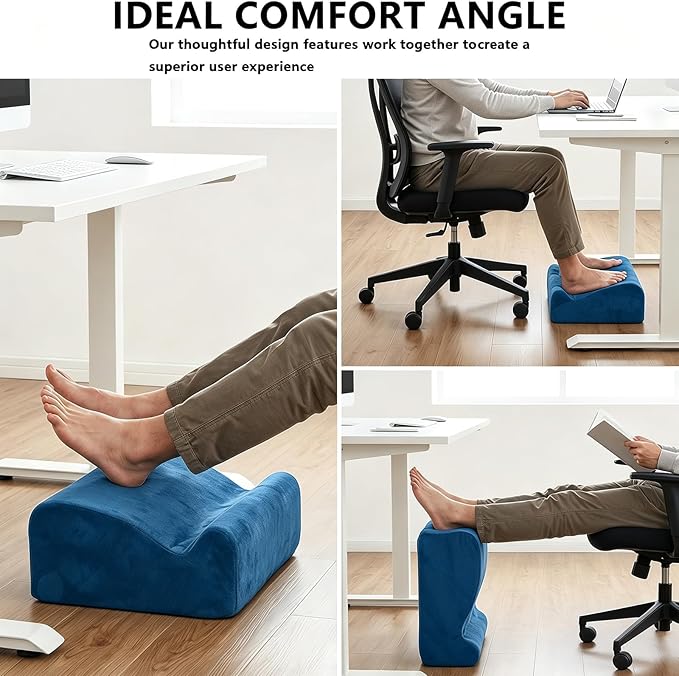 Foot Rest for Under Desk at Work. Multifunctional 3-Tier Foot Stool Office Desk Accessories, Soft Ergonomic Footrest,Support Foot Pillow,Heel Chair,Leg Elevation Pillow (Blue, One Size)
