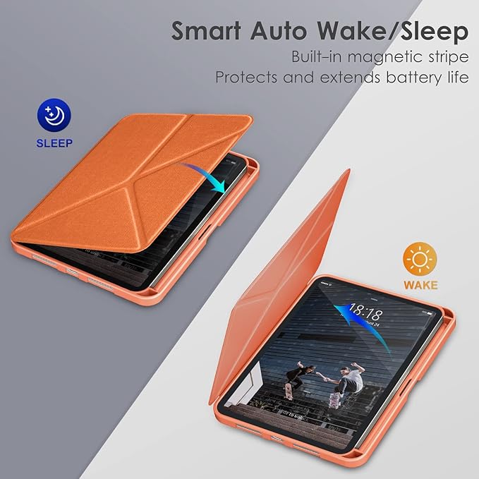DTTO Case for iPad mini 7 (A17 Pro) 2024 / iPad mini 6 2021 8.3 inch with Pencil Holder, Multi-Angle Magnetic Standing Cover for iPad mini 7th/6th Generation [Auto Wake/Sleep], Orange