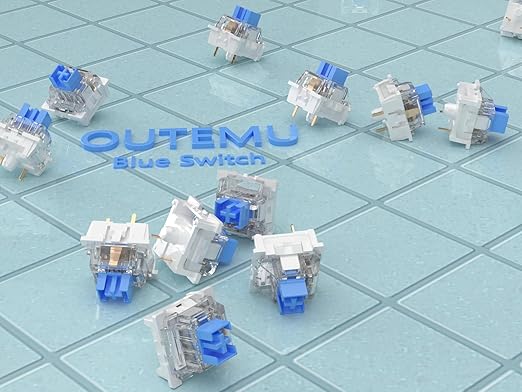 Outemu 20PCS Blue Clicky Mechanical Keyboard Switches,3-Pin Hot-Swappable Pre-Lubricated Switches,Crisp Click Sound,for Gaming Keyboards & 3D Print Accessories