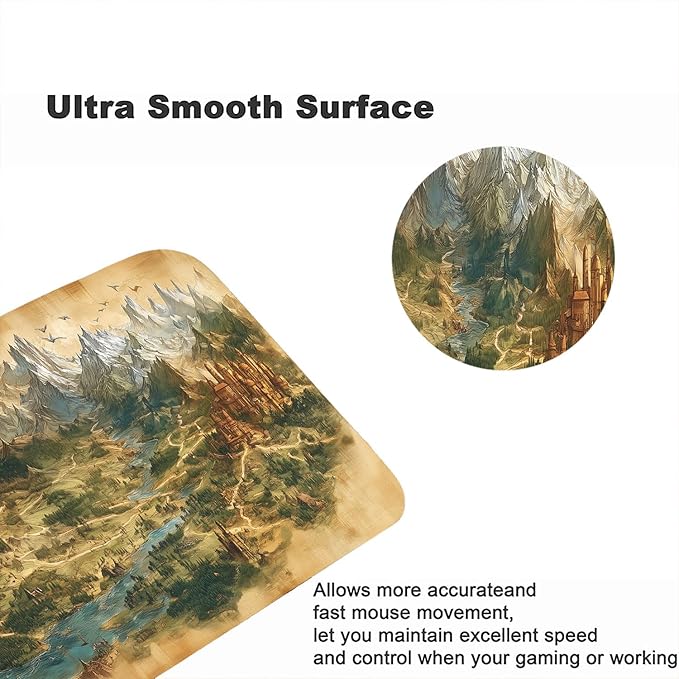 Game Map Gaming Mouse Pad Desk Pad Fantasy Treasure Map Ancient Scroll Mouse Pad Large Mousepad Extended Laptop Keyboard Mat Gaming Desk Pad Mouse Mat Office Computer Keyboard Laptop Home 35.4"x15.7"
