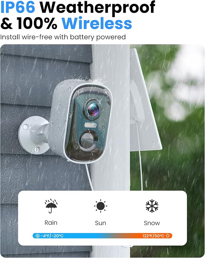 MISECU 2K Security Cameras Wireless Outdoor, WiFi Cameras for Home Security with Solar Panel, Spotlight Color Night Vision, AI Motion Detection, Siren Alarm, 2-Way Talk, IP66, Cloud/SD Storage