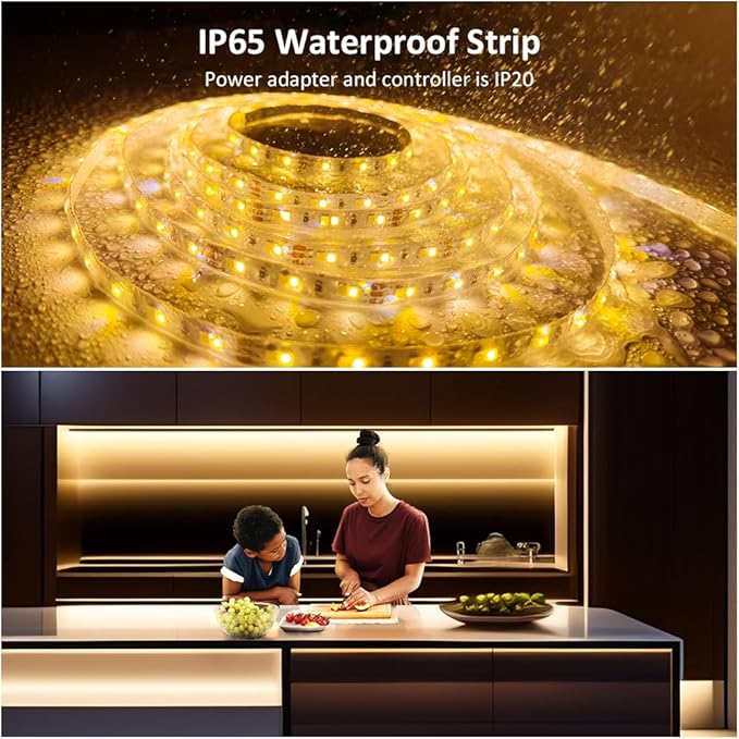 NOVOSTELLA 20ft Waterproof Tunable White LED Strip Lights, Dimmable Flexible Rope Light 3000K-6500K 12V Tape Light with Remote, Ribbon for Outdoor and Indoor Bedroom Home Mirror Kitchen Bar Cabinet