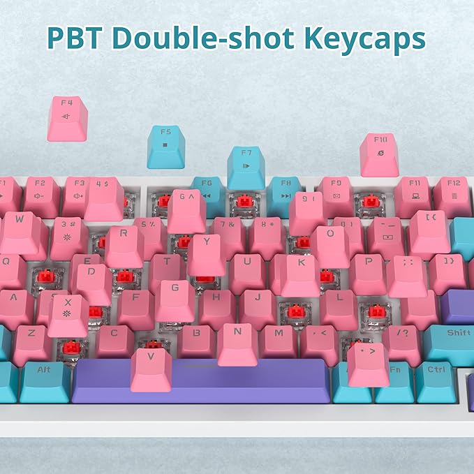 75% Mechanical Gaming Keyboard - Pink Gasket Mount TKL Keyboard, Wired, Custom Hot Swappable, RGB Backlit, for PC & Laptop Gamers