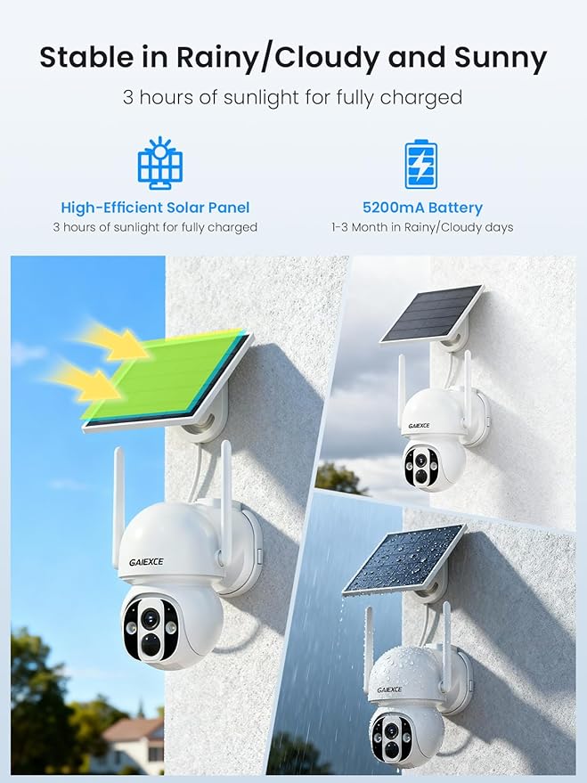 Solar Camera Outdoor Wireless, No Subscription, Expandable to 10CH, 4 Cam Kit Home Security Camera System, 4MP Color Night Vision, 360° Pan&Tilt, PIR/AI Detection, Works Offline & 2.4G/5G WiFi