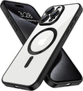 Hython Magnetic Clear for iPhone 15 Pro Case with Camera Lens Protector [Compatible with MagSafe] Luxury Plating Edge Slim Soft TPU Cover Protective Phone Case for iPhone 15 Pro 6.1", Matte Black