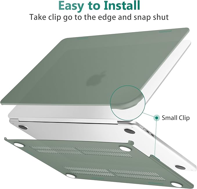May Chen Case for MacBook Air 13/13.6-inch (M5/M4/M3/M2, 2022-2026 Models A3449 A3240 A3113 A2681), Lightweight | Closes Seamlessly | Ideal for Work Hard Shell Case, Midnight Green