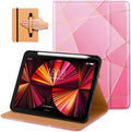 DTTO Case for iPad Pro 11 Inch 4th / 3rd / 2nd / 1st Generation 2022/2021/2020/2018,Premium PU Leather Folio Stand Cover with Hand Strap, Auto Wake/Sleep,Multiple Viewing Angles, Polygons