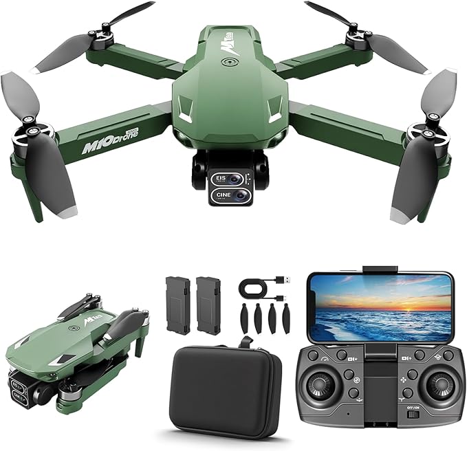 Drones with Camera for Adults 2k One-Key Take Off/Landing FPV RC Drone with Camera for Beginners Headless Mode, 3 Speeds, 360° Flip, 2 Batteries Mini Drone for Beginners Green