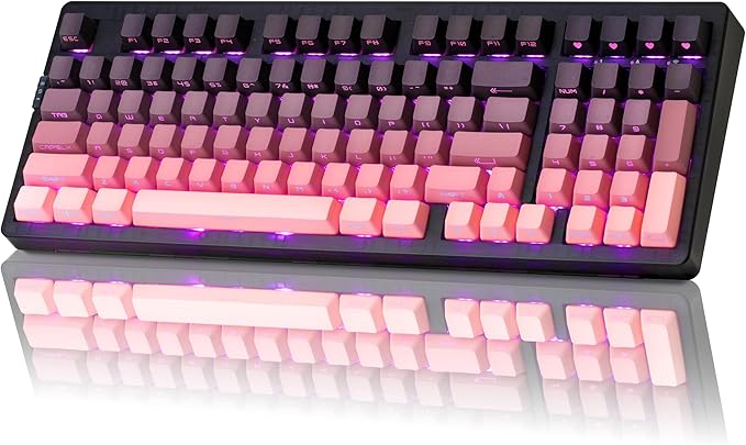 ZORNHER ZH980 Mechanical Keyboard Wireless,95% Pink Creamy Keyboard with Number Pad,Gaming Keyboard with Number Pad,Lighted Up PBT Keycaps,Creamy Sounding Linear Switches,Full Size