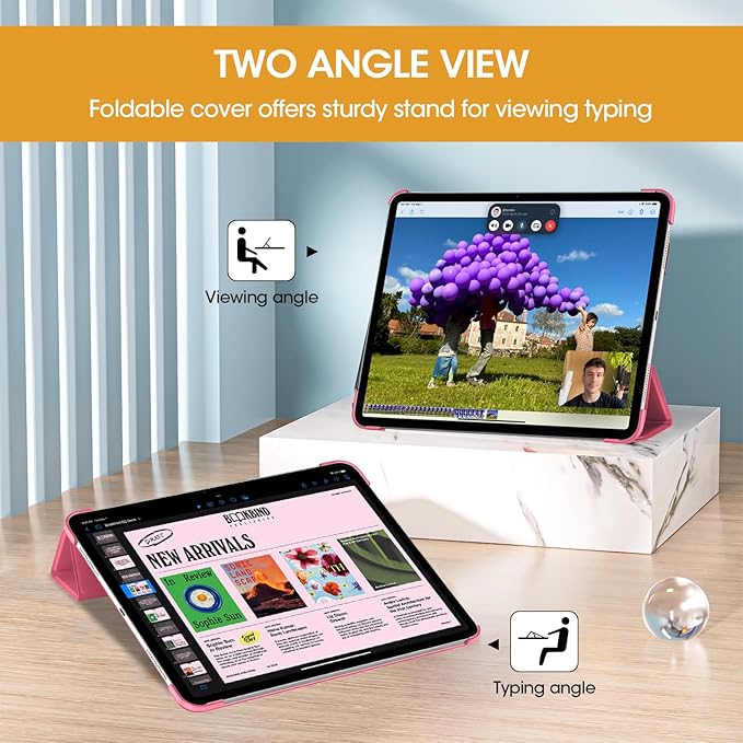 ProCase for iPad Pro 13 Inch Case M5 2025/ M4 2024, Smart Cover iPad Pro M5 M4 Case 13 Inch, Slim Stand Translucent Hard Shell Back, Supports Touch ID, Auto Wake/Sleep -Melonpink