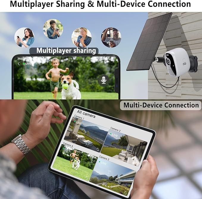 DCT Solar Camera Outdoor Magnetic: Wireless WiFi 4MP Security Camera Battery Powered PIR/AI Motion Detection Two-Way Talk Spotlight Siren Alarm IP66 Waterproof Cloud/SD Storage