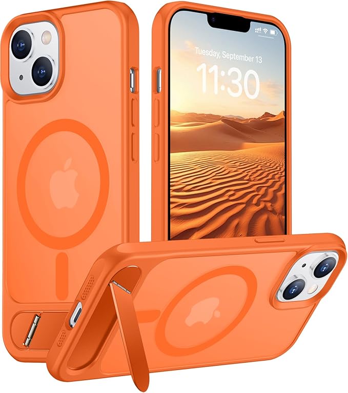 Magnetic Compatible with iPhone 14 Case/iPhone 13 Case,[Built-in Invisible Kickstand][Compatible with MagSafe][Military Grade Shockproof] Slim Translucent Matte Phone Case for iPhone 14/13 6.1"