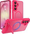 Magnetic for Samsung Galaxy S26+ Plus Case, [Compatible with MagSafe][Full Camera Protection][Built-in Invisible Kickstand] Translucent Matte Phone Case for S26 Plus 6.7" - Hot Pink