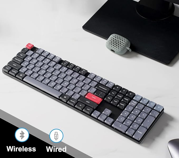 Keychron K5 Pro QMK/VIA Custom Wireless Mechanical Keyboard, Hot-Swappable Full Size Layout 108 Keys Programmable, Ultra-Slim RGB Low Profile Brown Switch, Bluetooth/USB-C for Mac Windows Linux