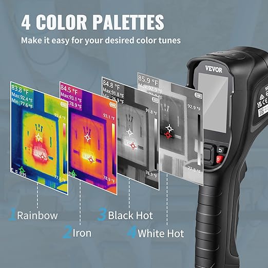 VEVOR Thermal Imaging Camera, 240x180 IR Resolution with 2MP Visual Camera, 20Hz Refresh Rate Infrared Camera with -4℉~1022℉ Temperature Range, 64G Built-in SD Card and Rechargeable Li-ion Battery