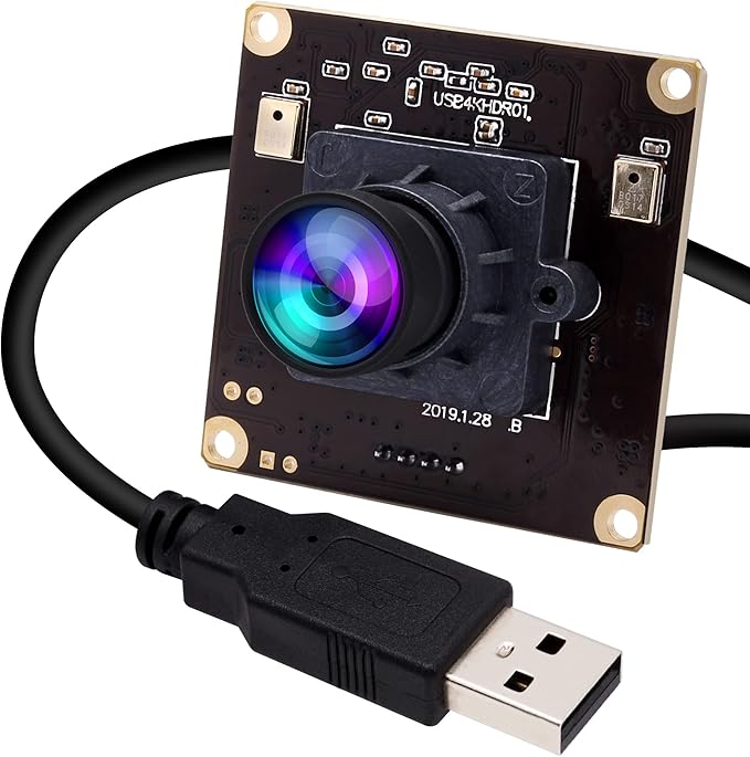 ELP 4K USB Camera for Computer & Rasp Pi - Dual Microphone, IMX317 Sensor, 8MP USB Security Camera