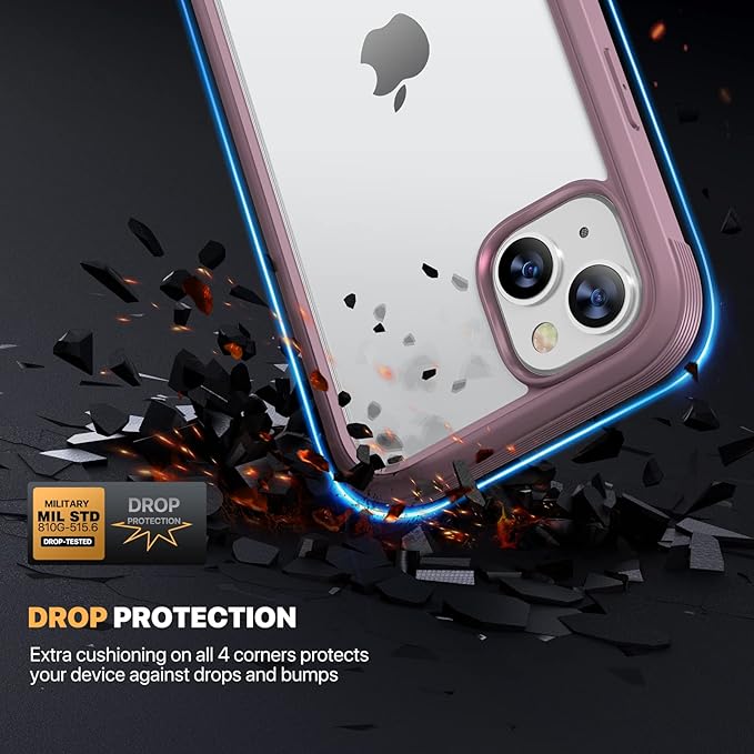 Diaclara Designed for iPhone 13 Case, Full Body Rugged with Built-in Touch Sensitive Anti-Scratch Screen Protector, Soft TPU Bumper Case for iPhone 13 6.1" (Blackcurrant)