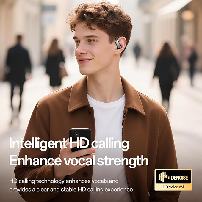 TINGER Open Ear Bluetooth Headphones 5.4 - IPX5 Waterproof Wireless Sports Earbuds,18H Playtime with Digital Power Display, Ultra-Light Weight Design for Cycling/Running/Gym (Black)