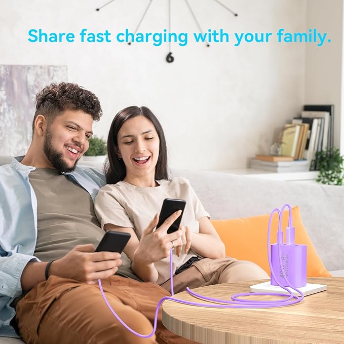 USB C Wall Charger Block, 2Pack 40W 4-Port C Charger Fast Charging Block PD Power Adapter +QC 3.0 USB A Wall Plug Multiport Type C Box Cube for i Phone 15/14/13/12/11 Pro Max,pad, Galaxy,Purple