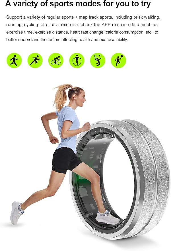 Smart Fitness Tracker for Men and Women, Heart Rate & Blood Oxygen Monitor & Sleep Monitoring, Remote Selfie Control, Waterproof Wearable Smart Ring (8)