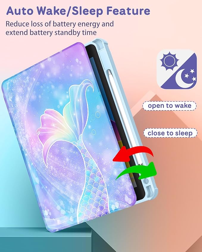 Uppuppy for iPad Pro 12.9 Case Folio Cover with Pencil Holder Girls Cute Women Kids Teens Girly Pretty Aesthetic Kawaii Design Rotating Stand for Apple iPad Pro 12.9 Inch Cases 2022/2021/2020/2018