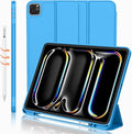 iMieet Case for iPad Pro 11 Inch (M5) 2025 /(M4) 2024 5th Gen, Trifold Stand Smart Cover with Pencil Holder and Soft TPU Back, Auto Wake/Sleep (Ocean Blue)