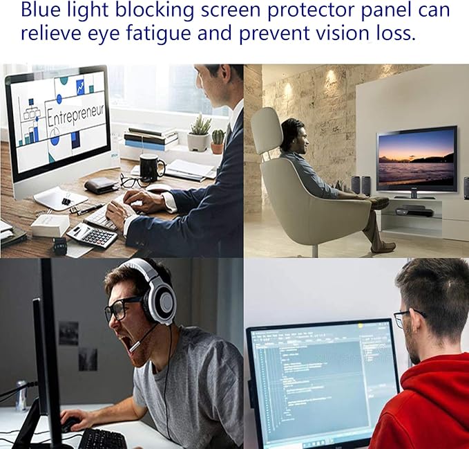 Blue Light Screen Protector for 23-24 Inch LED PC Monitor, Scratch-Resistant Computer Screen Blue Light Blocker, Filter - 2 Pack (W 21.3" x H 13.4")