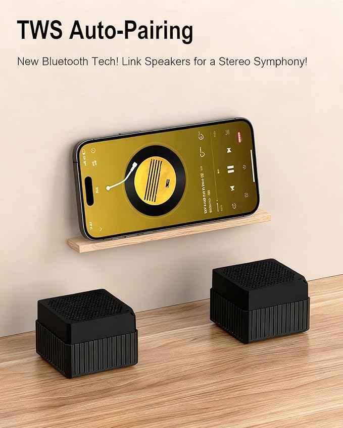 Portable Bluetooth Speakers Wireless, IPX6 Waterproof & Dustproof Small Portable Speaker, High Loud Stereo Sound, Built-in Mic, TWS Pairing, with Storage Box, Easy for Carry/Outdoor/Travel (Black)