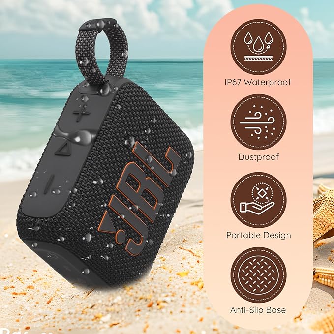 JBL Go 4 Portable Bluetooth Wireless Speaker, IP67 Waterproof and Dustproof Built-in Battery - Red - Boomph's Comprehensive Ultimate Performance Cloth Solution for Your On-the-Go Sound Experience