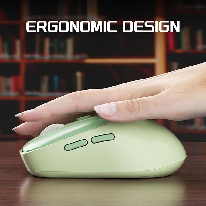 Camiysn V100 Wireless Green Mouse, Ultra-Light 2.4G USB Mouse with Adjustable DPI, Premium Rubber Scroll Wheel & Advanced Optical Sensor, Auto Sleep Mode for Energy Saving