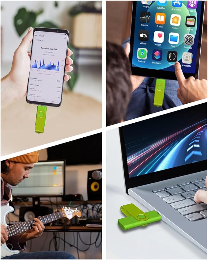 AreTop 64GB USB C Thumb Drive Dual USB 2.0 Flash Drive 64GB USB Drive Swivel Design 2-in-1 Portable Type-C Memory Stick for Android Smartphone, Computers, MacBook, Tablets, PC, 1 Pack (Green)