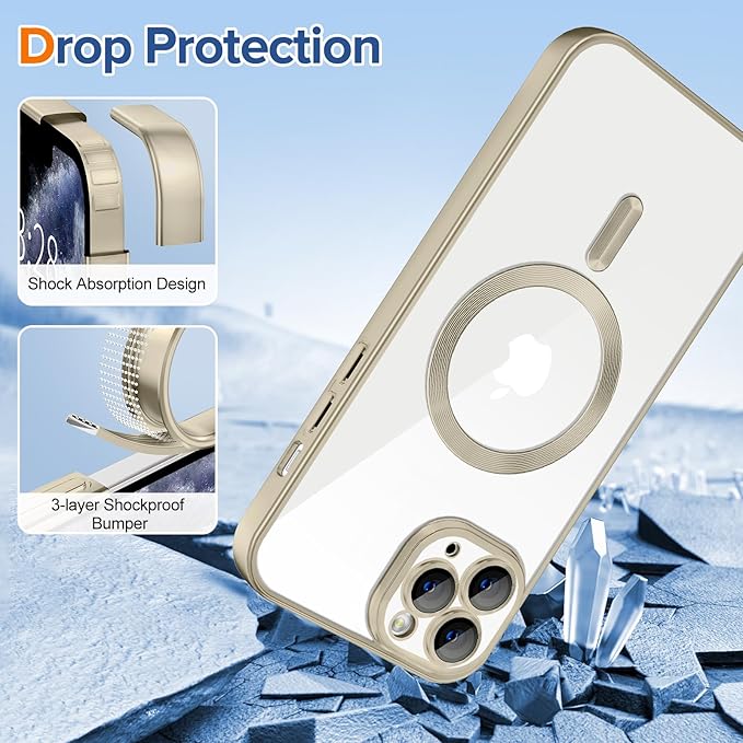 Hython Magnetic Clear for iPhone 11 Pro Max Case with Camera Lens Protector [Compatible with MagSafe] Plating Edge Slim Soft TPU Cover Protective Phone Case for iPhone 11 Pro Max 6.5", Matte Gray