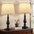 EJIAXIN Table Lamp Set of 2-19" Small Bedside Lamps Modern Lamp for Bedroom Living Room Lamps for Night Stands - Desk Lamps for Home Office End Tables Nightstand Lamps with Beige Linen Shades