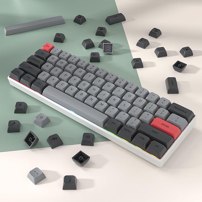 Guffercty kred XDA Profile Minimalist Black Keycaps 75 Percent Dye-sub PBT Keyboard Caps with ISO Keys for MAC 60% 65% 75% 96% Mechanical Keyboard (Black Dolch)