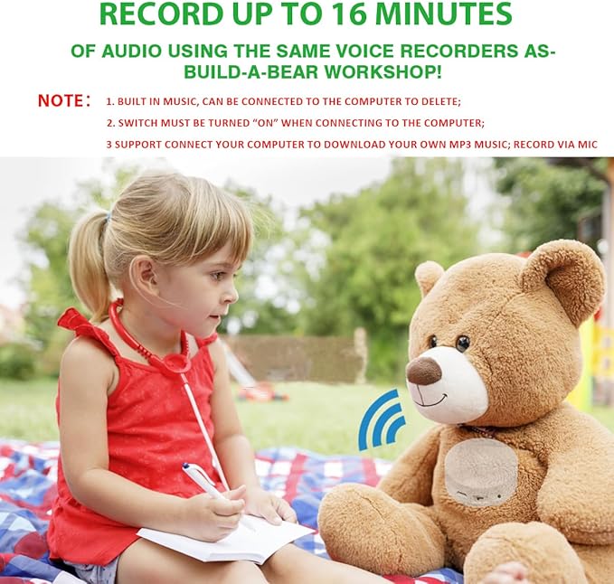 XLW Voice Recorder,16Min Voice Recording Button for Stuffed Animals, Bear,Crafts Pillow.16MB Record Custom Messages for Xmas Halloween New Year Birthday Creative DIY Present (2P White)