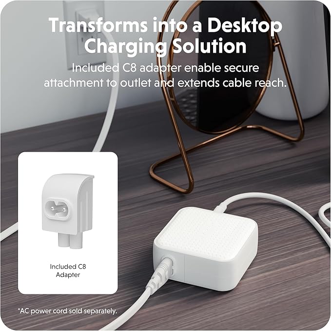 HyperJuice® 70W GaN Safety Tested Travel Charger - Tri-Port GaN Charger for iPhone, iPad, MacBook, Smartphone, & Laptop - Compact Type C Charger Fast Charging Phone Charger for 3 Devices (White)