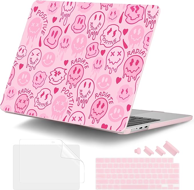 DONGKE Compatible with M5 MacBook Air 15 inch Case 2026 2025-2023 A3448 A3241 A3114 A2941 M4 M3 M2 Liquid Retina Display Touch ID, Protective Hard Shell Cover & Keyboard Skin - Melting Faces