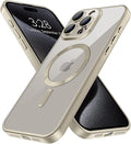 Hython Magnetic Clear for iPhone 15 Pro Case with Camera Lens Protector [Compatible with MagSafe] Luxury Plating Edge Slim Soft TPU Cover Protective Phone Case for iPhone 15 Pro 6.1", Matte Gray