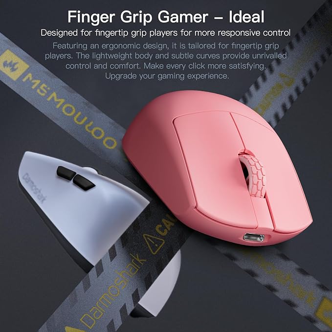 Darmoshark M5PRO Mini Wireless Gaming Mouse,Tri-Mode 8K/Bluetooth Mouse Up to 30000DPI,PAW3950 Optical Sensor Lightweight 38g,5 programmable Button,Computer Mouse for Laptop,PC,Mac-W