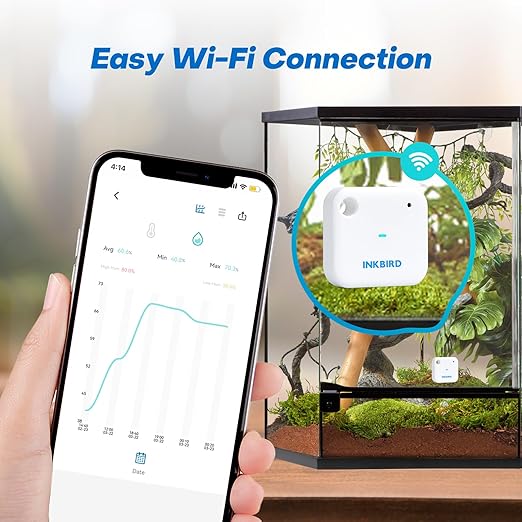 INKBIRD WiFi Thermometer Hygrometer Monitor, Smart Temperature Humidity Sensor IBS-TH3 with App Notification Alert, 1 Year Data Storage Export, Remote Monitor for Greenhouse Wine Cellar Baby Room