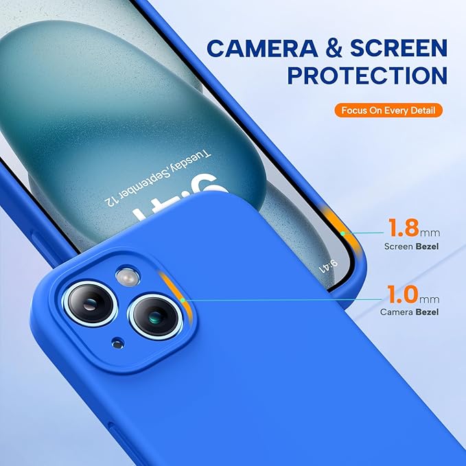 Miracase Compatible with iPhone 15 Plus Case, [Soft Anti-Scratch Microfiber Lining], Liquid Silicone Case Gel Rubber Shockproof Drop Protection Phone Case for iPhone 15 Plus, Mediterranean Blue