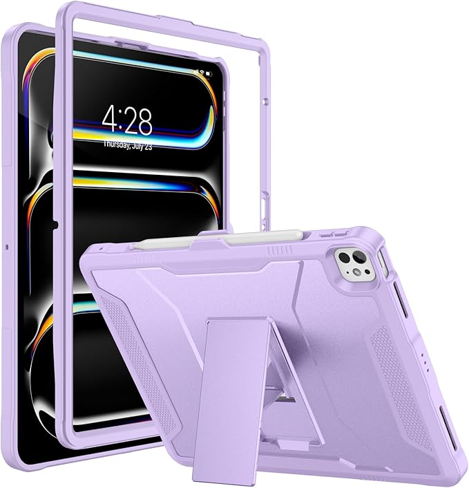 Soke Case for iPad Pro 13 Inch M5/M4 & iPad Air 13 Inch M4/M3/M2(2026/2025/2024), iPad Pro 12.9(2022 2021 2020,6th/5th/4th Gen), Rugged Shockproof Protective Cover - Violet