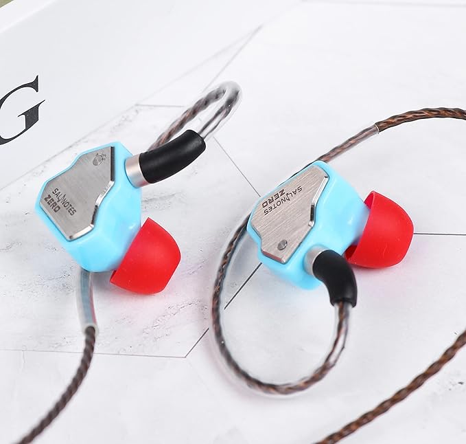 Linsoul 7Hz Salnotes Zero HiFi 10mm Dynamic Driver in-Ear Earphone IEM with Metal Composite Diaphragm Stainless Steel Faceplate Detachable 2Pin OFC Cable (Blue, with Mic, 3.5mm)